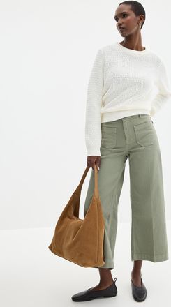 Contemporaine Womens Patch pockets stretch denim pant Fit: Wide leg, high rise