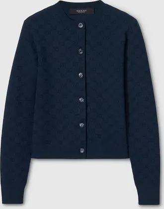 Gucci GG Fine Fabric Jacquard Cardigan, Blue, Ready-to-wear