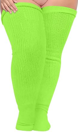 Generic Plus Size Womens Thigh High Socks for Thick Thighs, Colorful Over Knee Knit Leg Warmers, Extra Long High Stockings Knit High Socks Leg Warmers