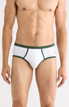 Ron Dorff Sports Y-Front Stretch Cotton Briefs in White/green Court at Nordstrom, Size X-Large