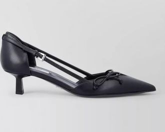 Prada leather slingback pumps kitten heel bow