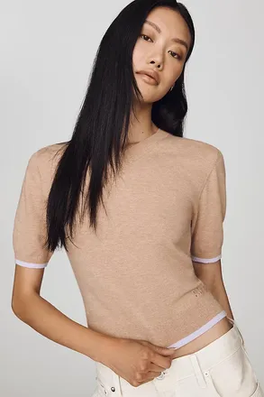 Maeve Short-Sleeve Cropped Sweater