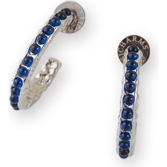 Classicharms Serena Molten Gemstone Hoop Earrings in Silver/blue at Nordstrom