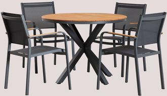 Sklum Set De Mesa Redonda (&oslash;100 Cm) Y 4 Sillas De Jard&iacute;n Archer Sklum