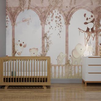 Superfresco Easy Animal Arch Natural Print To Order 3m x 2.8m Mural in Beige