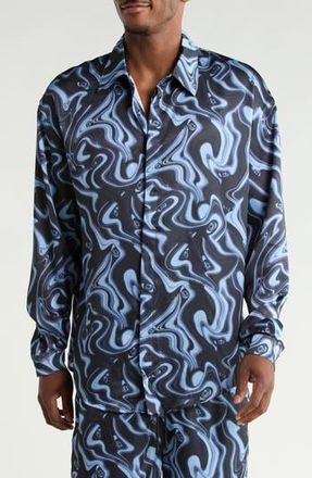 Rta Omar Long Sleeve Button-Up Shirt in Blue Angel Eyes at Nordstrom Rack, Size X-Large