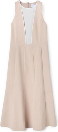 Motivi Flare Jurk met Inzet - Dames - Casual kleedjes - Beige - 2XL - Katoen - Kleedjes