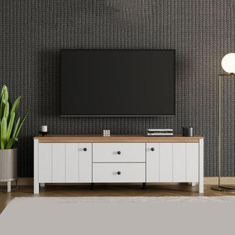 Dmora Mueble Para Tv Zavatt, Un Caj&oacute;n, Un Estante, 2 Puertas, 163x40x53h Cm Blanco Mate