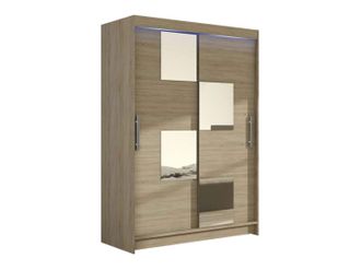 Mirjan24 Armario Closico Pacron Iii, Roble Sonoma, 200x120x58cm, Puertas De Armario: Correderas, N&uacute;mero De Estantes: 5, Led