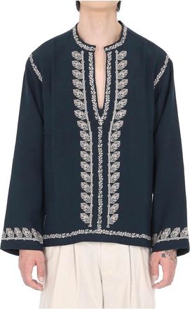 Isabel Marant Isabel Marant, Casual Shirts, male, Black, Size: L Blusa in garza di cotone ricamata Cizalie