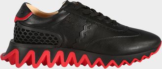 Christian Louboutin Men & apos;s Loubishark Flat Leather Red-Sole Runner Sneakers