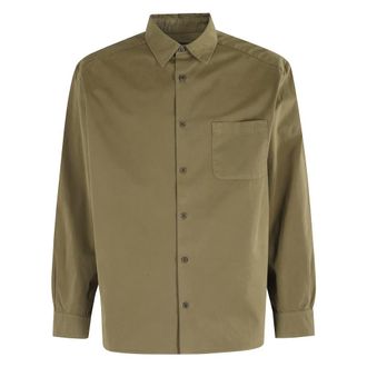 A.P.C. A.p.c., Overhemden, Heren, Groen, M, Militair Groen Logo Shirt Lange Mouw
