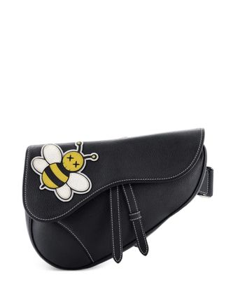 Dior KAWS Saddle Leather with Applique crossbody bag - women - Calf Leather - One Size - Black