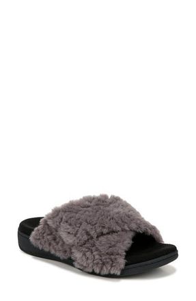Vionic Relax II Plush Slide Sandal in Charcoal at Nordstrom, Size 10