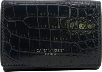 Saint Laurent Navy Leather Wallet (Tri-Fold) (Pre-Owned)
