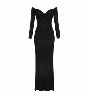 Elisabetta Franchi Red Carpet Dress In Cr&ecirc;pe Jersey With Drapes