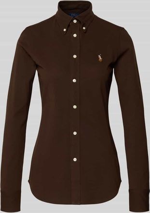 Polo Ralph Lauren Hemdbluse mit Label-Stitching in Mittelbraun, Größe XS