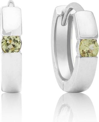 MAX + STONE 14k Yellow or White Gold Small Round Gemstone Huggie Hoop Earrings