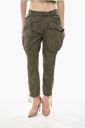 Dsquared2 Stretch Cotton Cargo Pants with Lace-Up Detail size 42