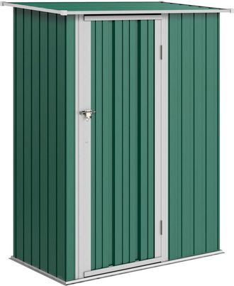 OUTSUNNY Caseta De Jard&iacute;n 1,07 M&sup2; 142x84x189 Cm Cobertizo Exterior Met&aacute;lico Con Puerta Y Orificios De Drenaje Para Almacenamiento De Herramientas