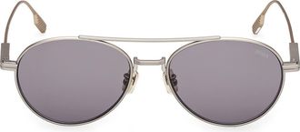 Ermenegildo Zegna 55mm Pilot Sunglasses in Matte Satin Palladium at Nordstrom