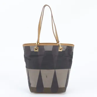 Gucci Black Camel Leather Nylon Handbag Shoulder Bag Tote Bag (Pre-Owned)