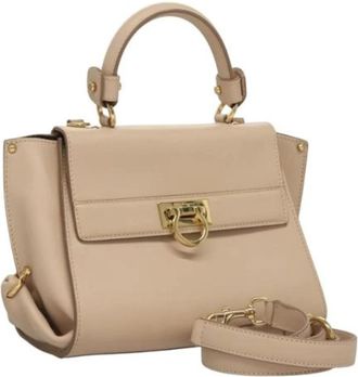 Ferragamo Tweedehands leren handtassen - Dames - Vintage Handtas - Beige - ONE Size - Leer - Vintage