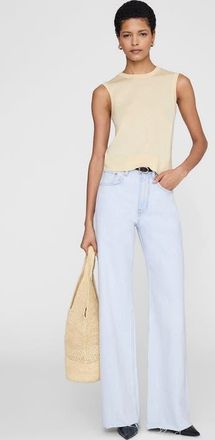 Anine Bing Moni Crop Tank in Butter Yellow at Nordstrom, Size Medium