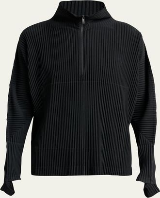 Homme Pliss&eacute; Issey Miyake Mens Pleated Quarter-Zip Sweater