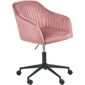 Beliani Silla De Oficina De Terciopelo Rosa Negro Giratoria Altura Acolchado Venice