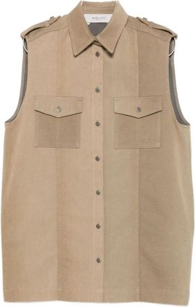 Golden Goose Beige Mouwloze Kraagjas - Dames - Bodywarmers - Groen - S - Jassen