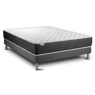 VITALIT Somier gris + colch&oacute;n con espuma viscoel&aacute;stica 140 x 190