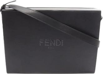 Fendi Pre-owned Cross Body Bags, male, Black, Size: ONE SIZE Pre-owned Messenger Box Bag Leather Shoulder Bag