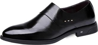 Generic Oxford Shoes for Men Slip On Wing tip Burnished Toe Vegan Leather Anti-Slip Slip Resistant Block Heel Walking(Black,5.5 UK)