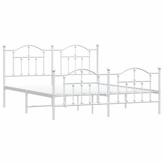 Berkfield Home Metal Bed Frame with Headboard & Footboard White 183x213 cm