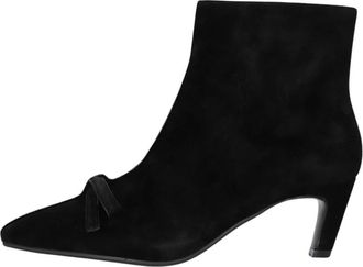 Stefano Lauran Enkellaarsjes met puntige neus en strik - Dames - Schoenen - Zwart - Maat: 38 1/2 EU Leer