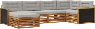 vidaXL Conjunto De Sof&aacute;s De Exterior 6 Uds. Natural Y Gris Claro Vidaxl