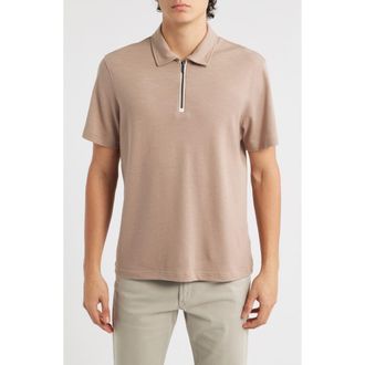 Bugatchi Quarter Zip Polo in Taupe at Nordstrom, Size Xx-Large