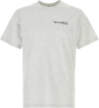 Sporty & Rich Melange Grey Cotton T-shirt