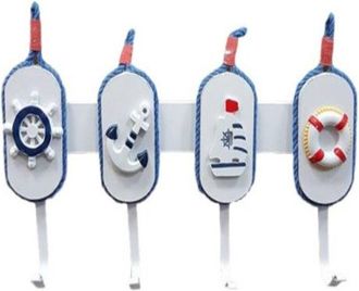 Trade Shop Trade Shop - Appendiabiti 4 Appendini Parete Legno Decorazione Arredamento Marina