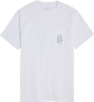 Vineyard Vines Bar Hut Cotton Graphic Pocket T-Shirt in White Cap at Nordstrom, Size Xx-Large