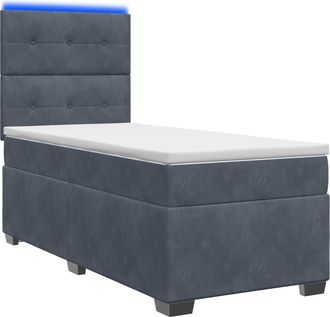 vidaXL Cama Con Base Tapizada, Colch&oacute;n Y Luz Led Gris Oscuro Vidaxl