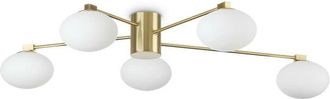 Ideal Lux Ideal Lux HERMES 5 Light Globe Multi Arm Semi Flush Ceiling Lamp Brass
