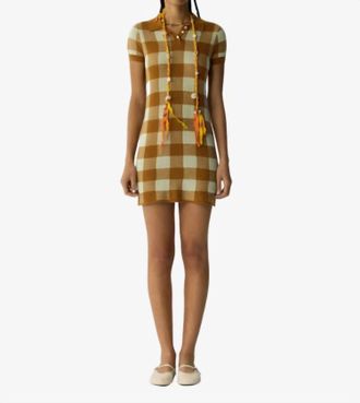 Guest In Residence Gingham Polo Dress In Suede/limewash