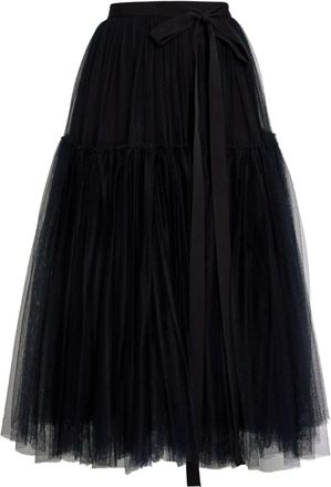 Erdem bow full skirt - women - Polyamide/Silk - 12 - Black