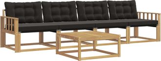 vidaXL Conjunto De Sof&aacute;s De Exterior 5 Uds. Blanco Y Negro Vidaxl