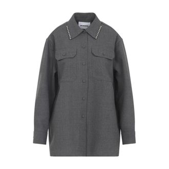 Jil Sander Elegant Grey Wool Shirt Aw25