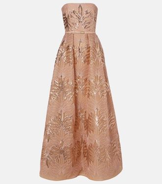 Elie Saab Sequined strapless gown