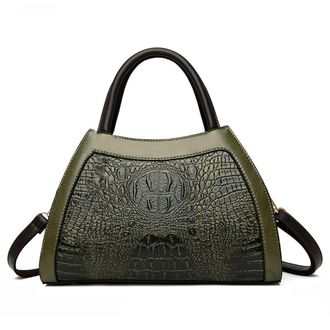 Generic Crocodile Satchel Handbags for Women Fashion Purses Top Handle Crossbody Bag Medium Ladies Tote Shoulder Bags (Green)