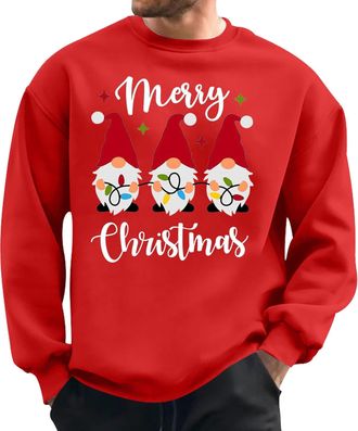 Generic Mens Christmas Jumper Xmas Novelty Pullover Snowflakes Santa Claus Sweatshirt 3D Printed Snowman Christmas Tree Jumpers Long Sleeve Crew Neck Pullover